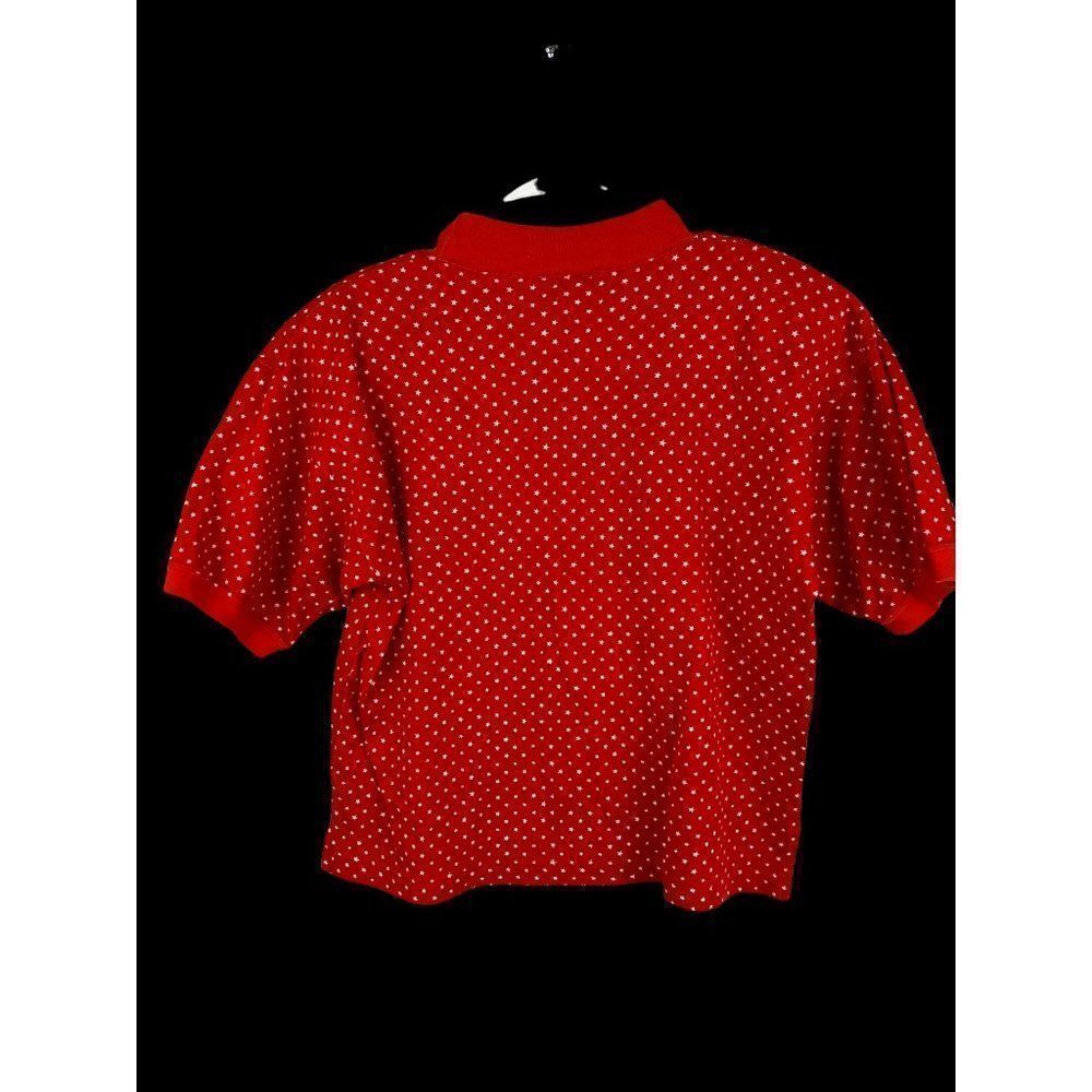 vintage 80's Top: Potomac Sport Red White Star Specs Crew Sleeve shirt Size M